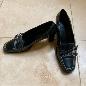 Coach black pumps- double buckle